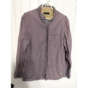 French Connection Button Up Shirt Mens Large‎ Purple Long Sleeve Contrast Stitch